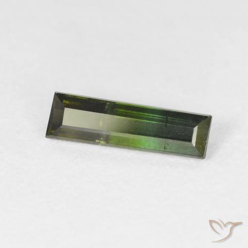 Turmalina verde escuro Natural 0.88ct, baguete, VS