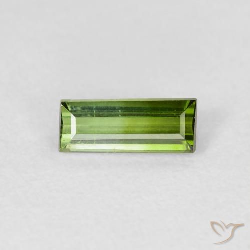 0.65ct Natural verde quente Turmalina, baguete, VVS-VS