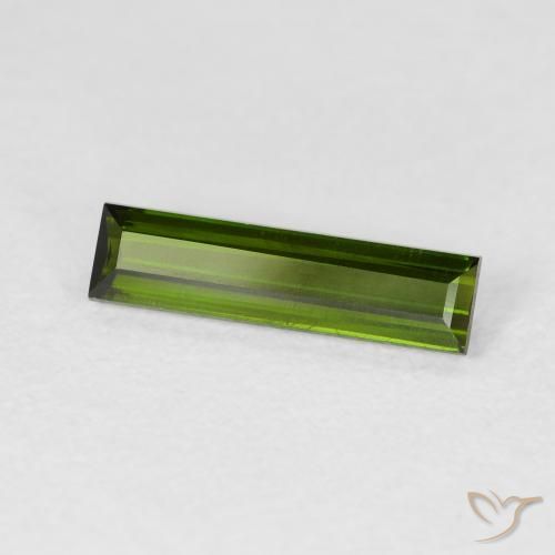 Turmalina verde escuro Natural 1.02ct, baguete, VVS-VS