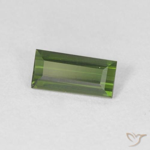 Turmalina verde escuro Natural 0.52ct, baguete, VVS