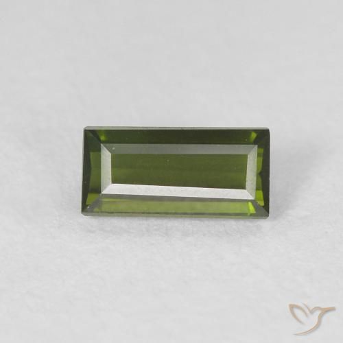 0.43ct Natural verde escuro Turmalina, baguete, VVS