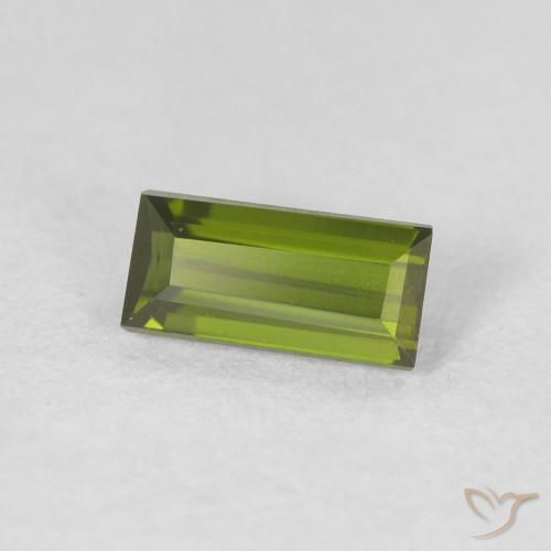 Turmalina verde escuro Natural 0.43ct, baguete, VVS