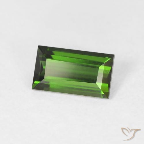 Turmalina Verde Terroso Natural 0.82ct, baguete, VVS