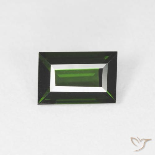 1.23ct Natural Verde floresta Turmalina, baguete, VVS