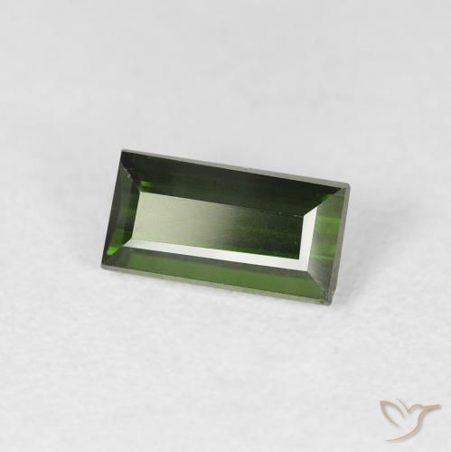 Turmalina Verde Terroso Escuro Natural 1.07ct, baguete, VS