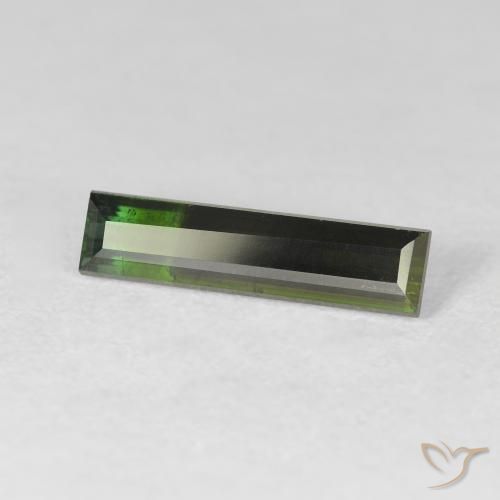 Turmalina Verde muito escuro Natural 1.61ct, baguete, VS