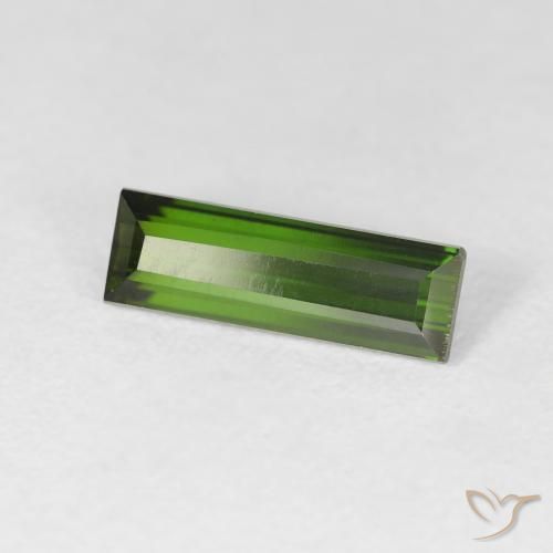Turmalina verde escuro Natural 1.70ct, baguete, VS