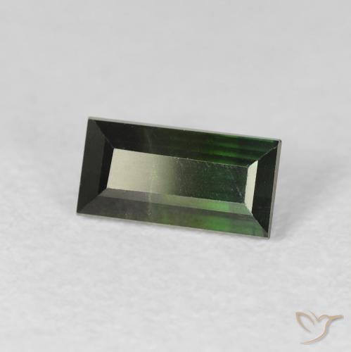 Turmalina Verde muito escuro Natural 1.14ct, baguete, VS