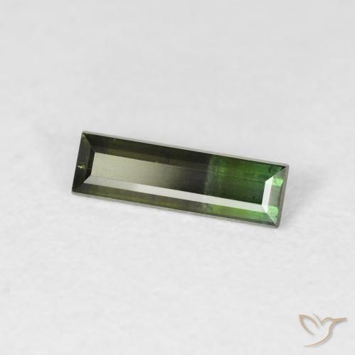 Turmalina Verde muito escuro Natural 0.54ct, baguete, VS