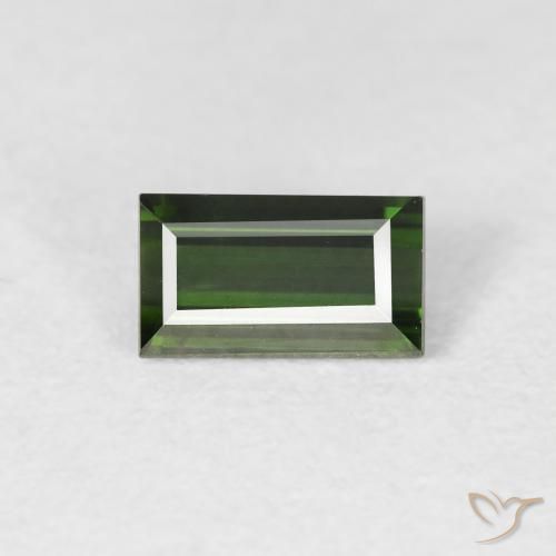 0.74ct Natural Verde muito escuro Turmalina, baguete, VS