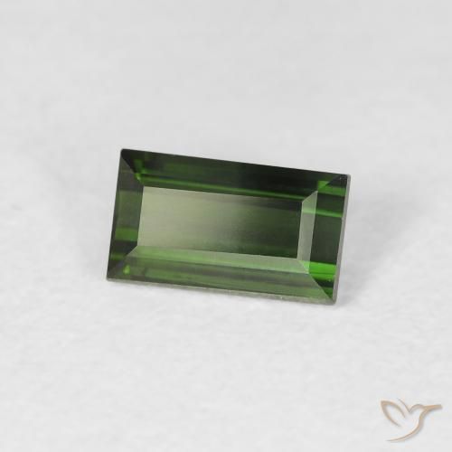 Turmalina Verde muito escuro Natural 0.74ct, baguete, VS