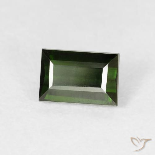 Turmalina verde escuro Natural 1.16ct, baguete, VVS