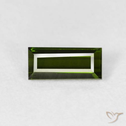 0.77ct Natural verde escuro Turmalina, baguete, VVS