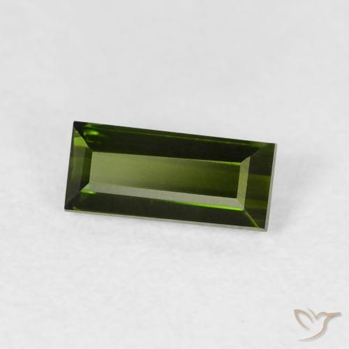 Turmalina verde escuro Natural 0.77ct, baguete, VVS