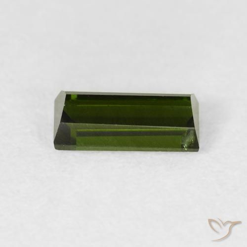 Turmalina verde escuro Natural 0.77ct, baguete, VVS