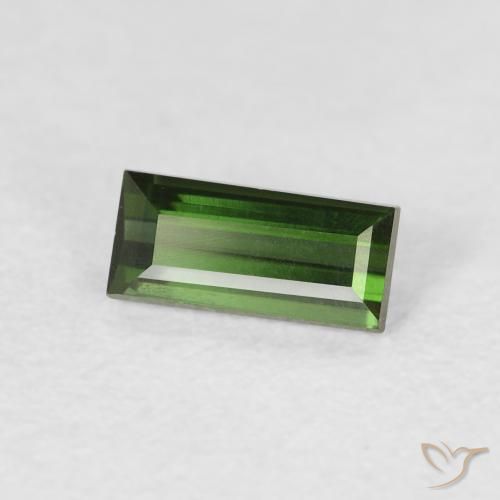Turmalina verde escuro Natural 0.48ct, baguete, VVS