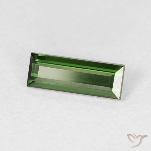 Turmalina verde escuro Natural 0.85ct, baguete, VVS