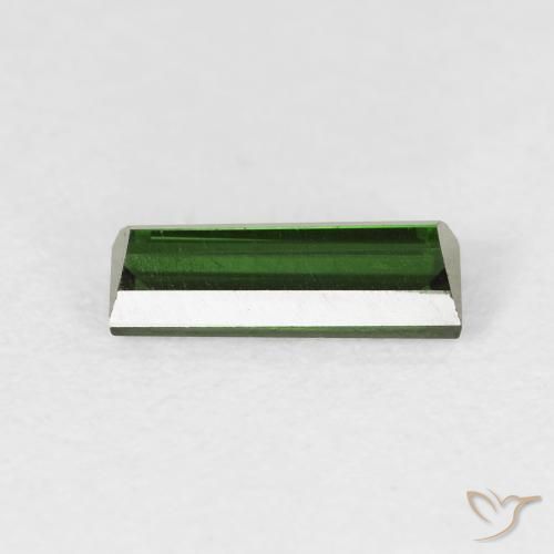 Turmalina verde escuro Natural 0.85ct, baguete, VVS