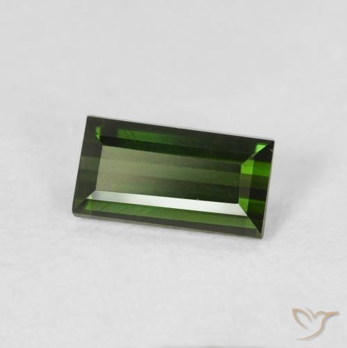 Turmalina verde quente Natural 0.95ct, baguete, VVS