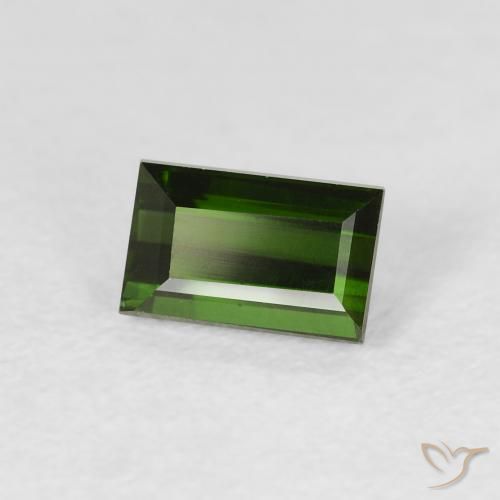 Turmalina verde escuro Natural 0.90ct, baguete, VVS