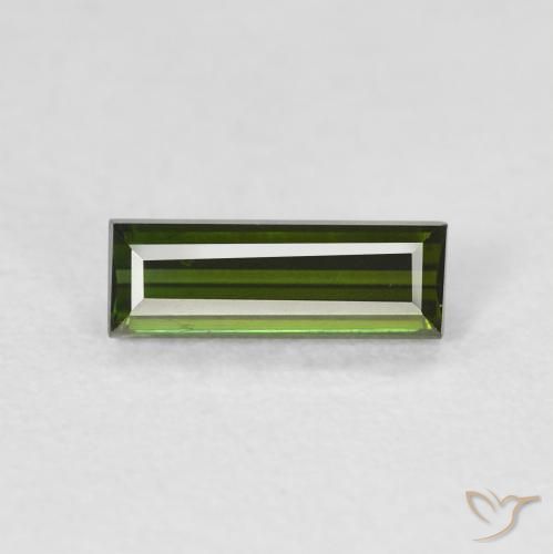 0.66ct Natural verde escuro Turmalina, baguete, VVS