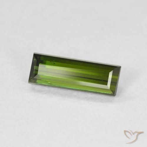 Turmalina verde escuro Natural 0.66ct, baguete, VVS