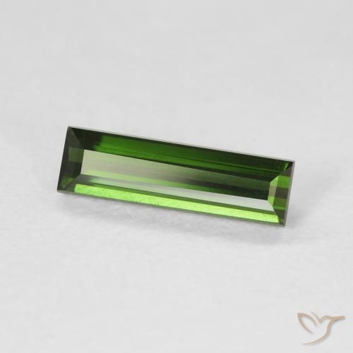 Turmalina verde escuro Natural 1.20ct, baguete, VVS