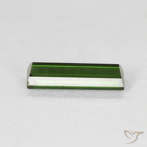 Turmalina verde escuro Natural 1.20ct, baguete, VVS
