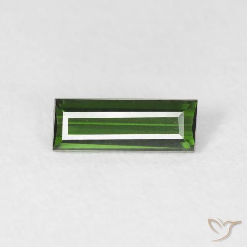 0.57ct Natural verde escuro Turmalina, baguete, VVS