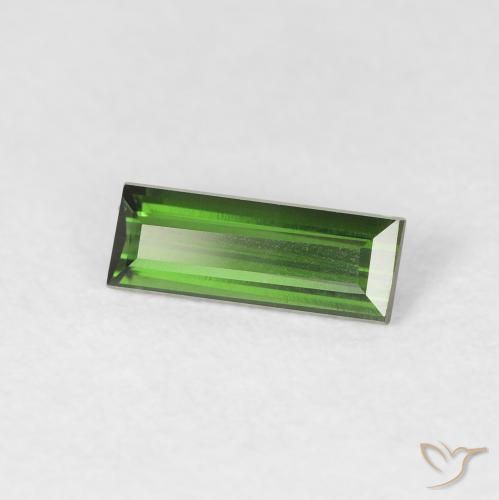Turmalina verde escuro Natural 0.57ct, baguete, VVS