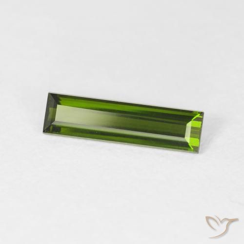 Turmalina Verde Terroso Natural 0.94ct, baguete, VVS-VS