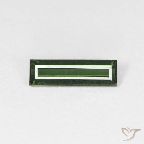 0.75ct Natural Medium Dark-Green Turmalina, baguete, VS