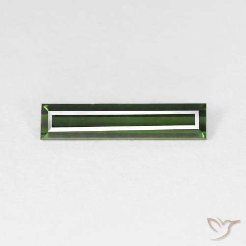 1.17ct Natural Medium Dark-Green Turmalina, baguete, VS