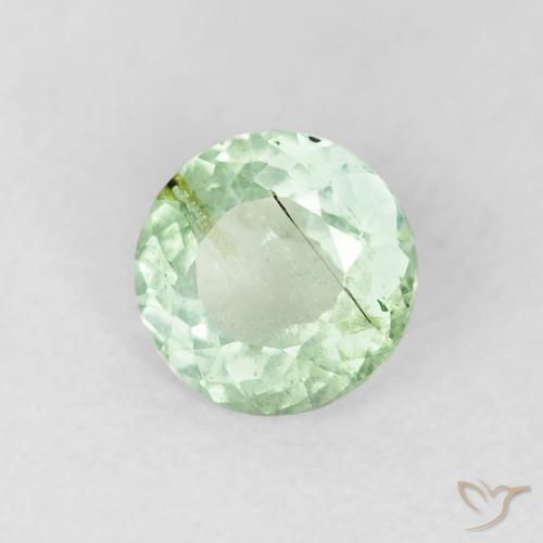 Turmalina Verde amarelado claro Natural 0.86ct, Redondo, VS-SI