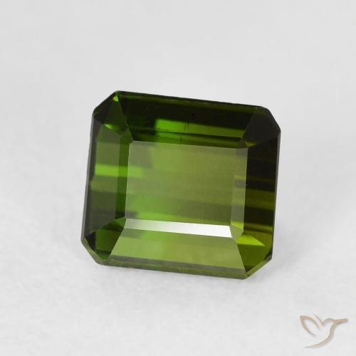 Turmalina verde escuro Natural 1.47ct, Corte Octógono / Esmeralda, VVS
