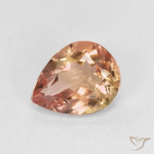 1.35ct Natural Light Earth Orange Turmalina, Formato de pêra, VS