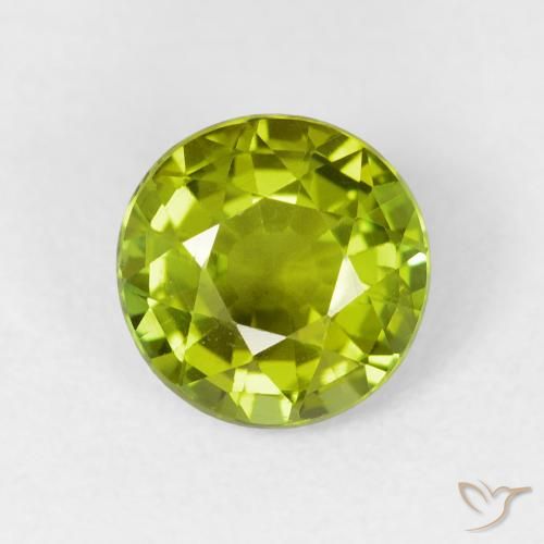 1.52ct Natural Verde oliva Turmalina, Redondo, VS