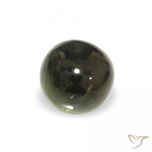 Turmalina verde escuro Natural 0.62ct, Redondo, Transparente