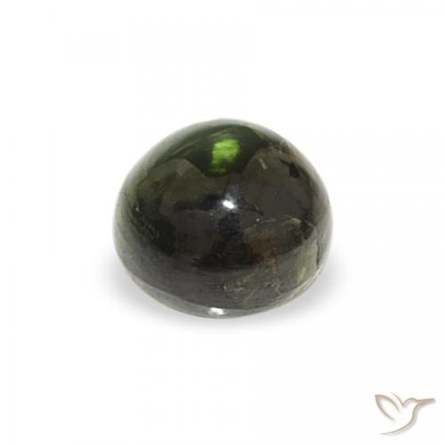 Turmalina verde escuro Natural 0.62ct, Redondo, Transparente