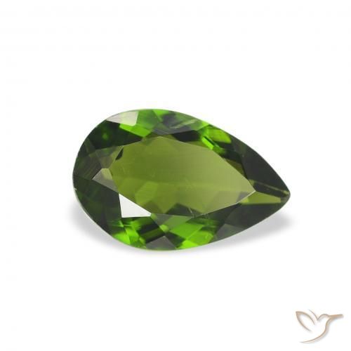 Turmalina Verde médio Natural 0.74ct, Formato de pêra, VS