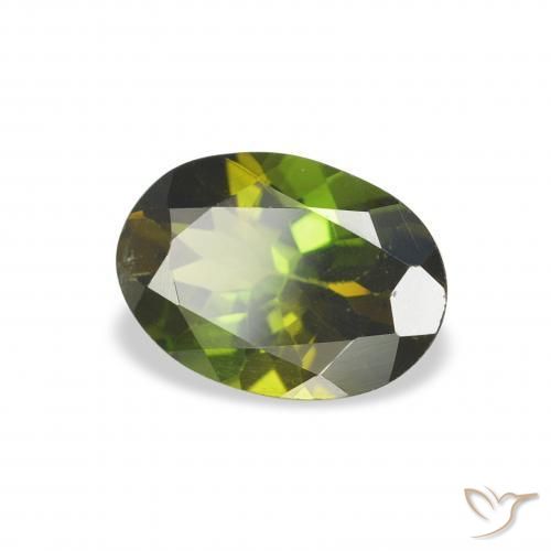 Turmalina Verde acastanhado Natural 1.00ct, oval, VS