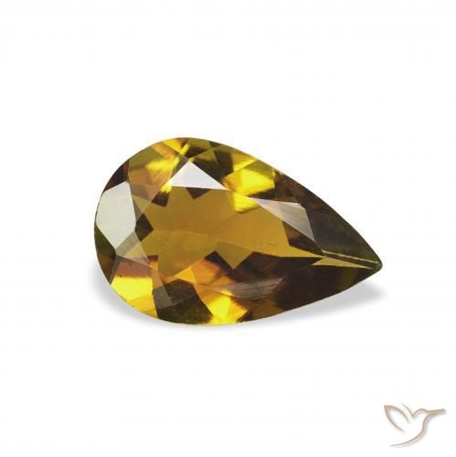 Turmalina Marrom dourado Natural 0.91ct, Formato de pêra, VVS