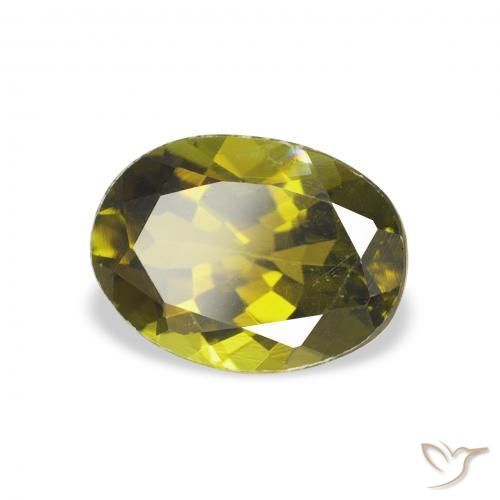 Turmalina Verde amarelado Natural 1.22ct, oval, VVS-VS