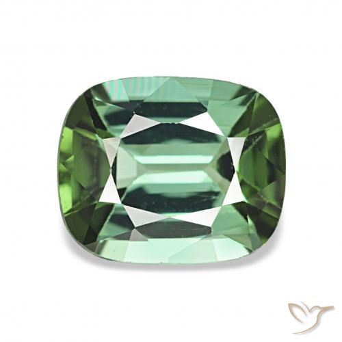 Turmalina Luz verde Natural 1.65ct, Almofada, VVS-VS