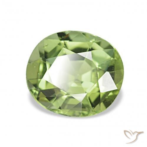 Turmalina verde quente Natural 1.31ct, oval, VVS-VS