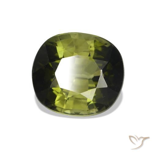 Turmalina Verde amarelado Natural 1.62ct, Almofada, VVS