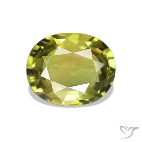 Turmalina Verde amarelado Natural 1.57ct, oval, VS