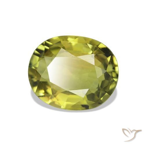 Turmalina Verde amarelado Natural 1.57ct, oval, VS