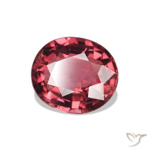 Turmalina vermelho médio Natural 1.64ct, Corte Oval, VS