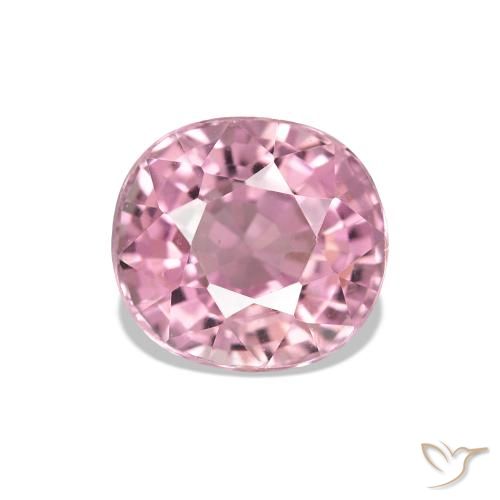 Turmalina Rosa quente Natural 1.47ct, Almofada cortada, VVS-VS